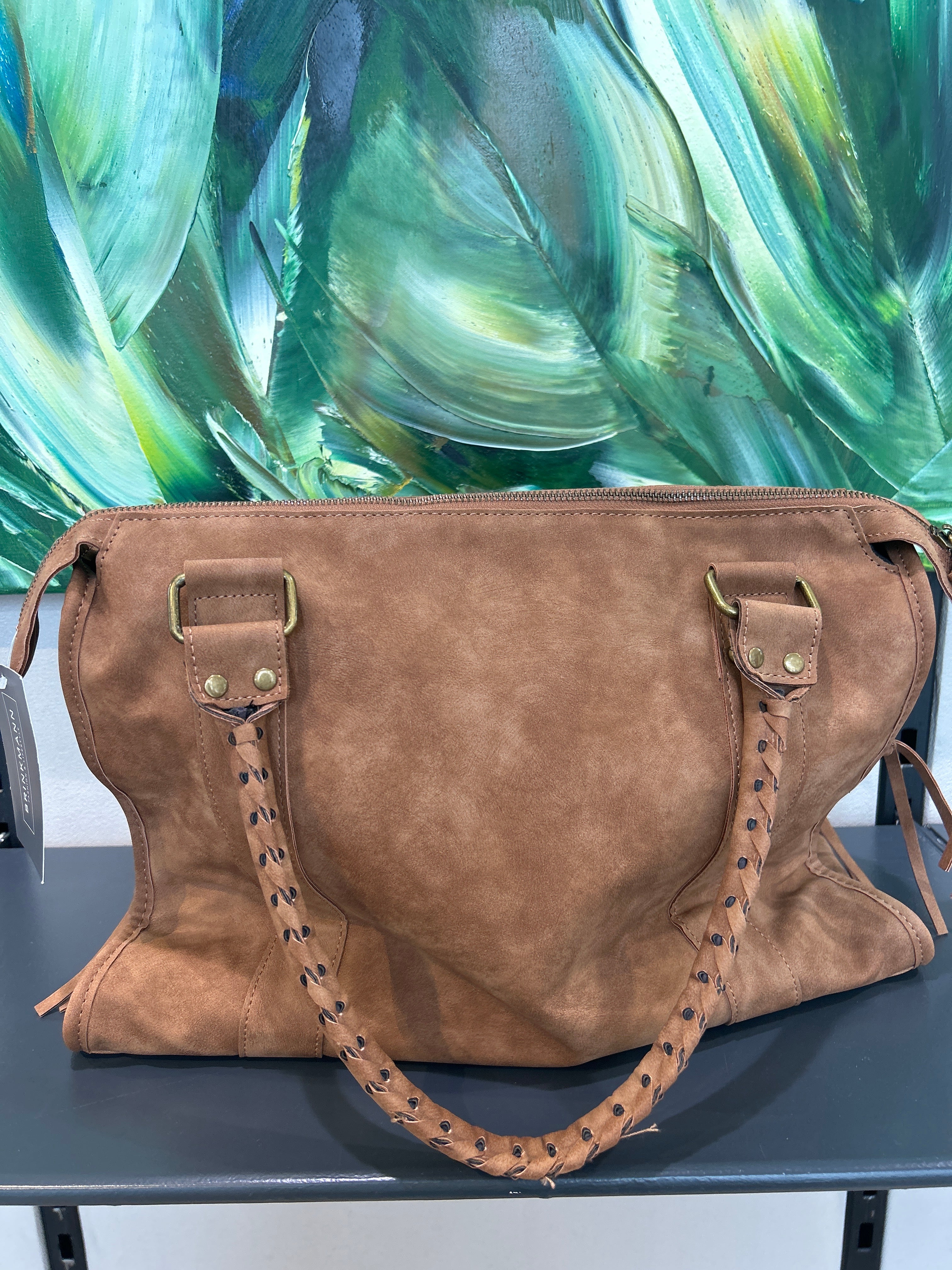 Tasche veganes Leder Cognac