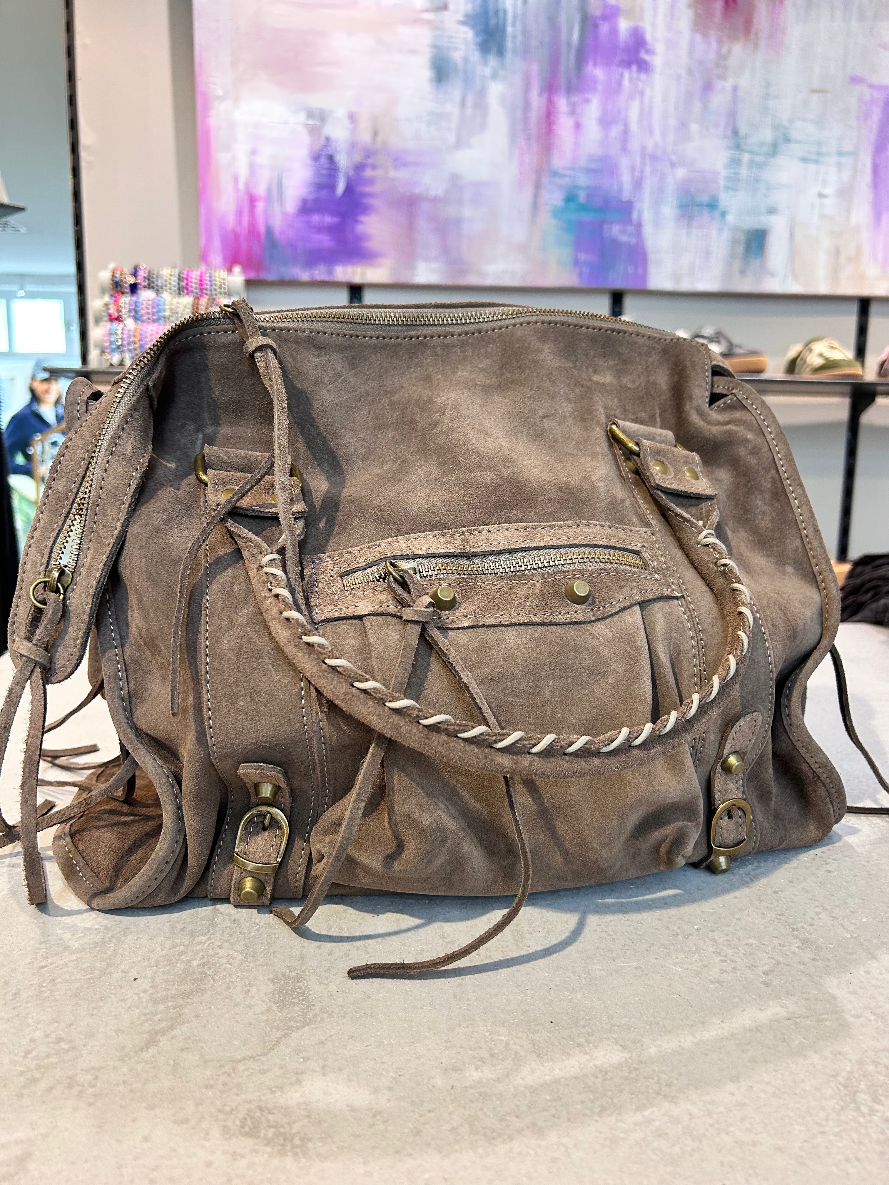 Tasche Echtleder Velours Schoko