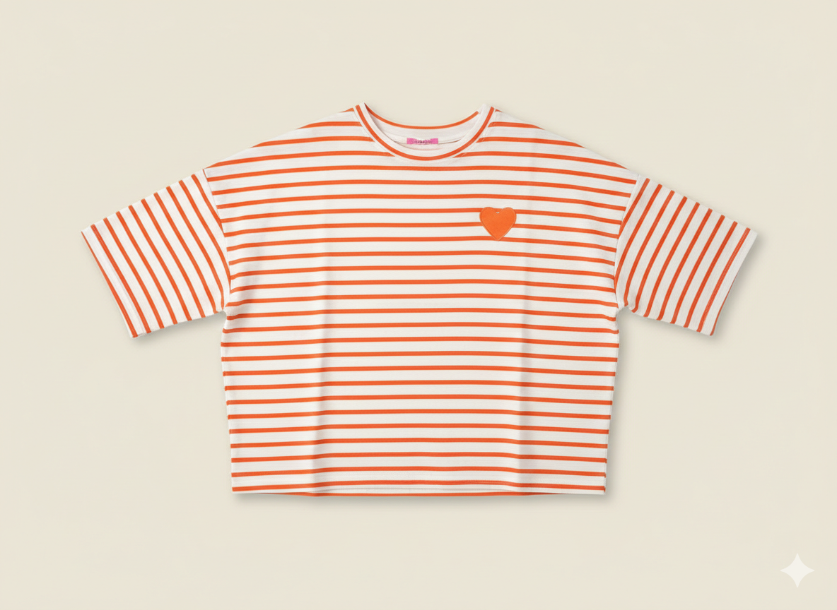 Streifen Shirt oversized beige/orange
