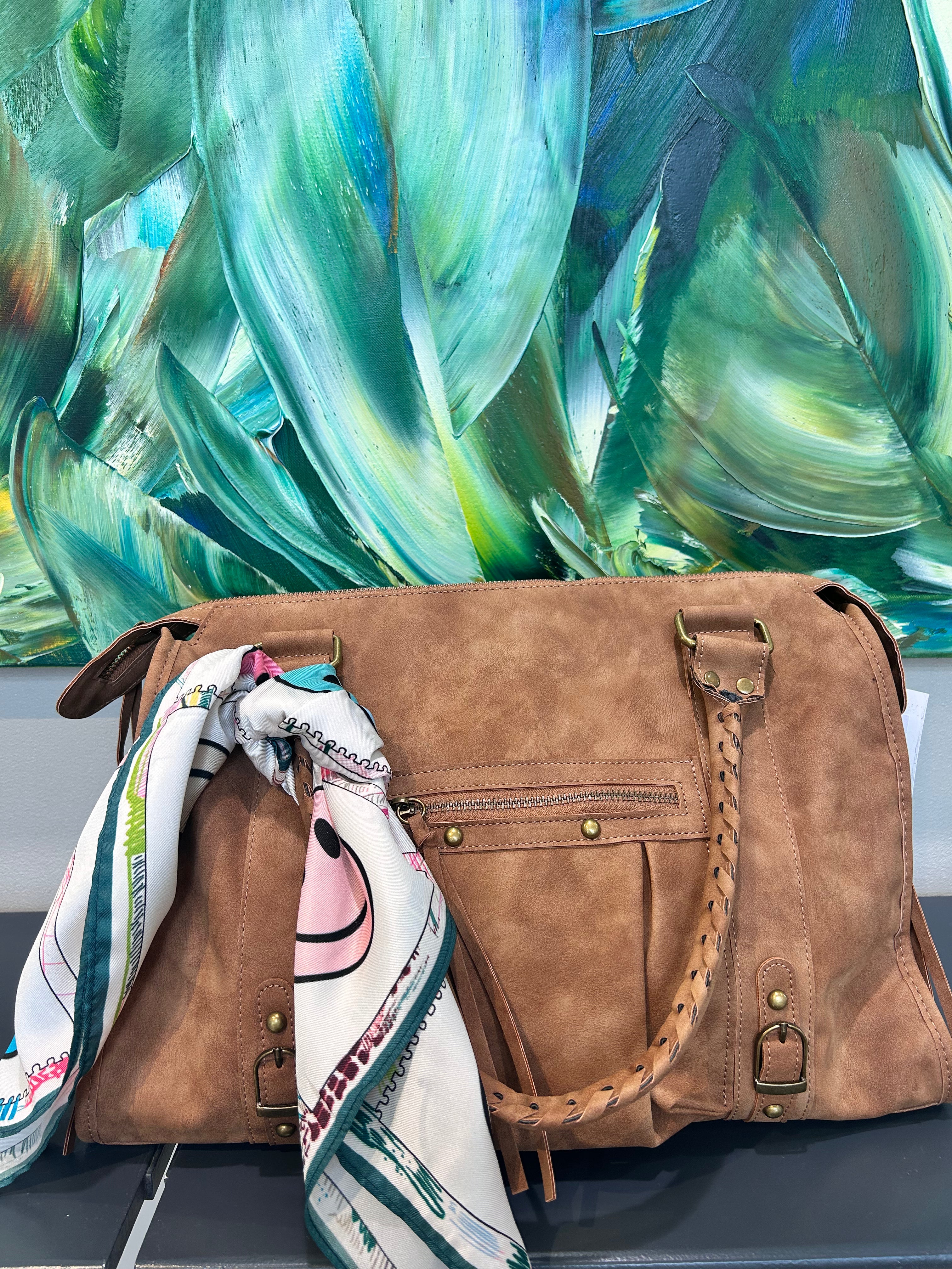 Tasche veganes Leder Cognac