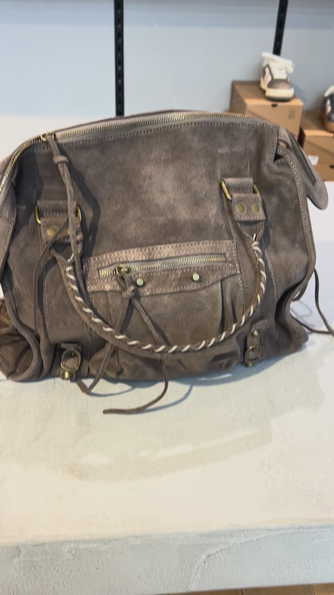 Tasche Echtleder Velours Schoko